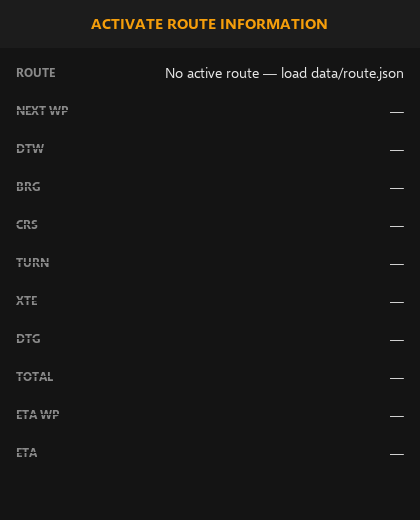Activate Route Panel